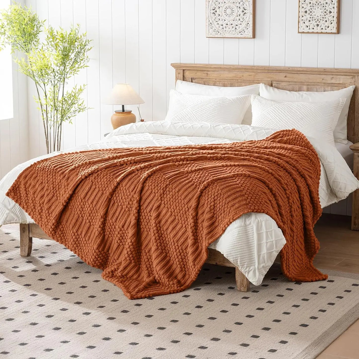 50x70 Inch Rust Throw Blanket - Soft & Fluffy Fleece, Cute & Aesthetic, Perfect for Sofa, Couch, Chair, Bed, Living Room & Bedro