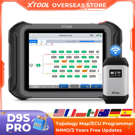 XTOOL D9S PRO D9SPRO WIFI Diagnostic Tool ECU Programmer Automotive Scanner Topology Map VAG Guided 42+Resets FCA/CANFD/DOIP
