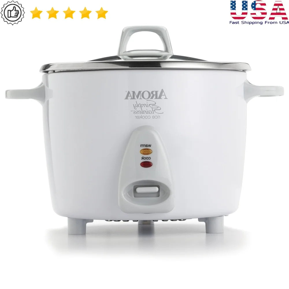 14-Cup Rice Cooker Stainless Steel One-Touch Operation Keep-Warm Feature Easy Clean Dishwasher Safe Includes Measuring Cup