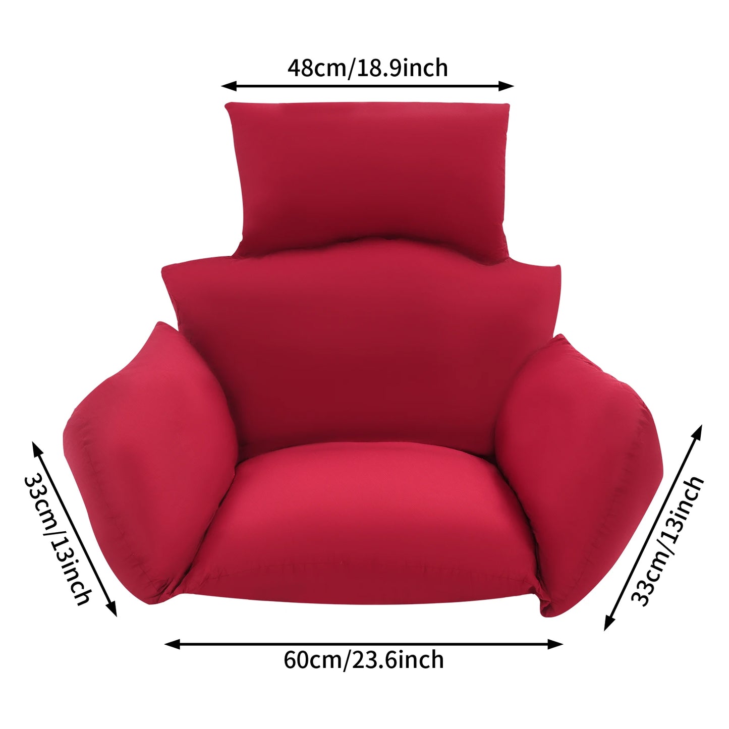 Egg Chair Cushion Hanging Basket Swing Cushion Indoor and Outdoor Rocking Chair Pad Burgundy