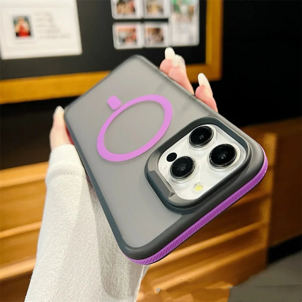 Magnetic Luxury Matte Translucent Armor Shockproof Phone Case For iPhone Samsung