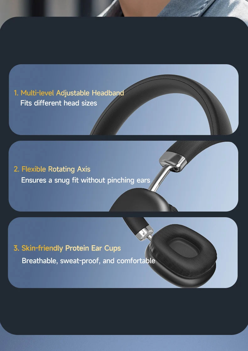 Wireless Over Ear Bluetooth Headphones with Microphone  HiFi Stereo Sound & All-Day Comfort