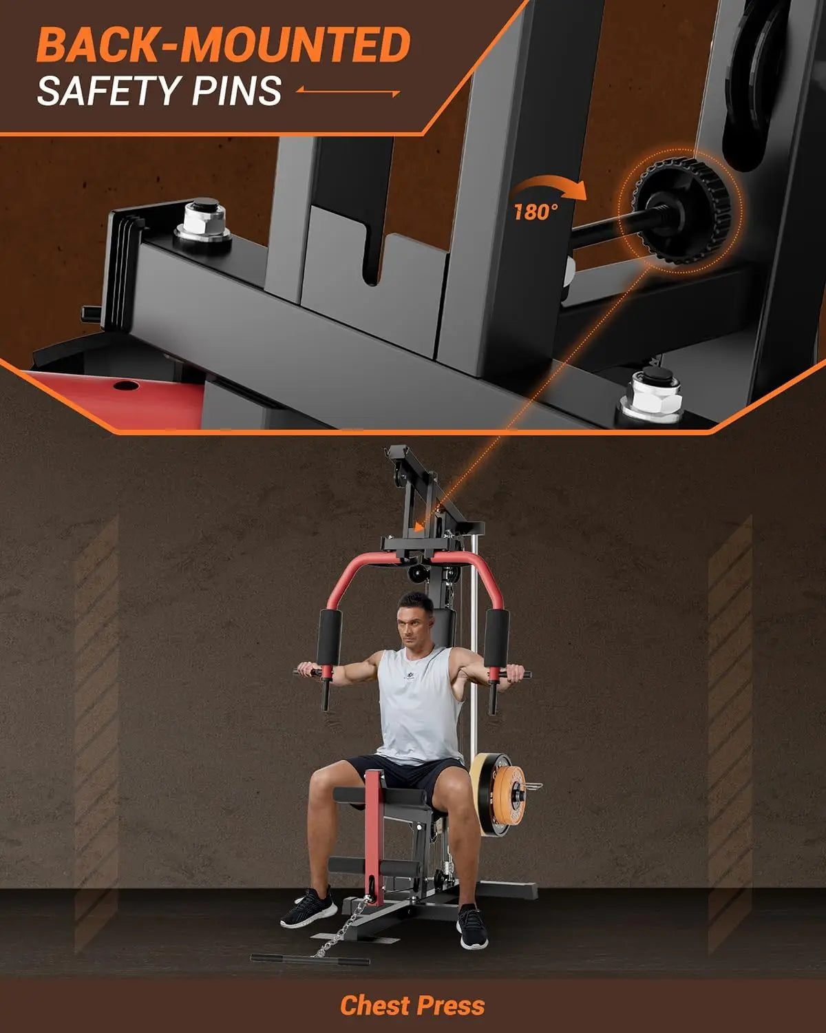 Home Gym Machine Full Body Workout Equipment with Pulley System,Leg Press Support for Strength Training, Workout Station