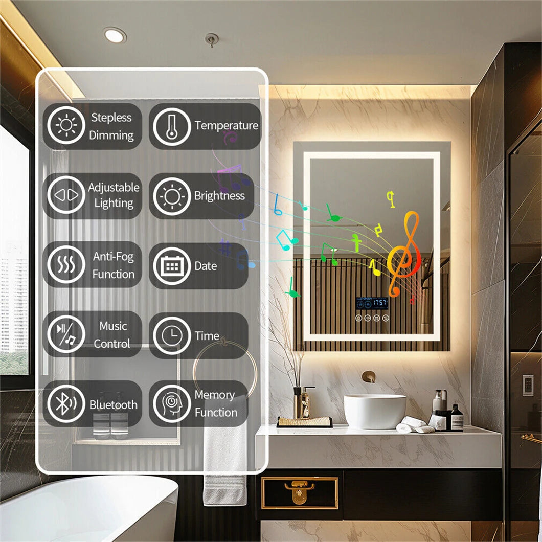 Smart LED Bathroom Mirror Bluetooth Speaker Backlit