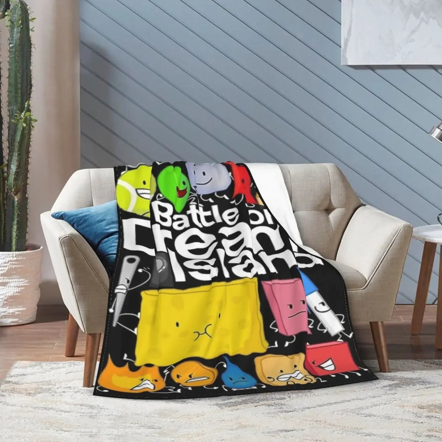 Funny BFDI Ultra-Soft Flannel Blanket For Couch Sofa, Anime Characters Lightweight Throw Blanket For Living Room,All Seasons