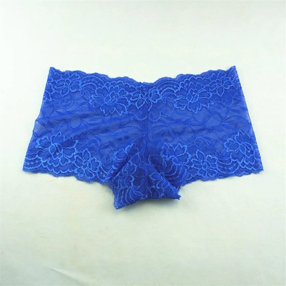 Women's Lace Boyshort Panties.  3-Pack Floral Sheer Boxer Underwear