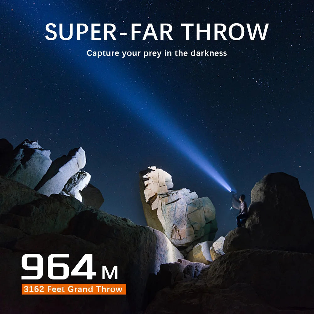 USB-C Rechargeable Tactical Flashlight .2000 Lumens Long-Range LED Torch