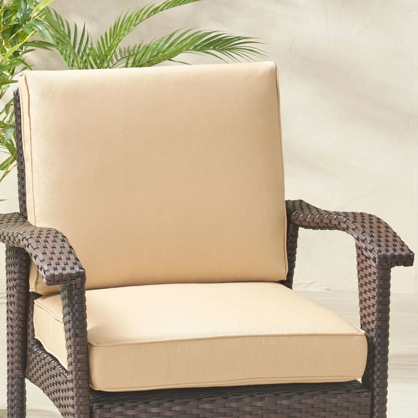 Tan Outdoor Club Chair Cushions, Water Resistant Fabric for Patio, Deck & Poolside Furniture, All-Weather