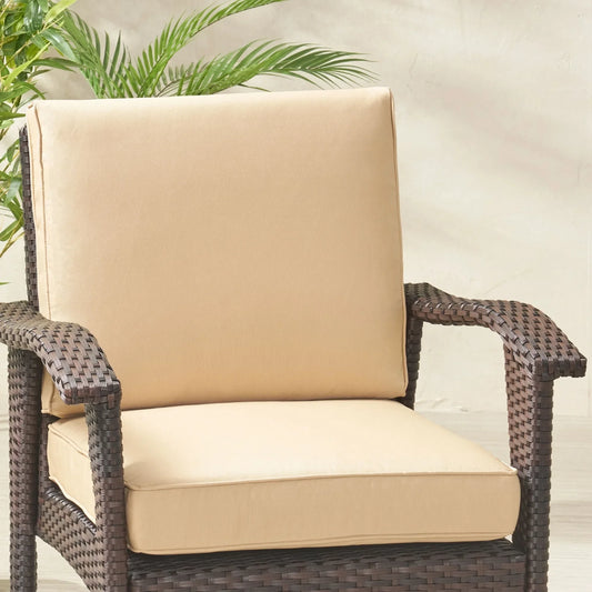 Tan Outdoor Club Chair Cushions, Water Resistant Fabric for Patio, Deck & Poolside Furniture, All-Weather
