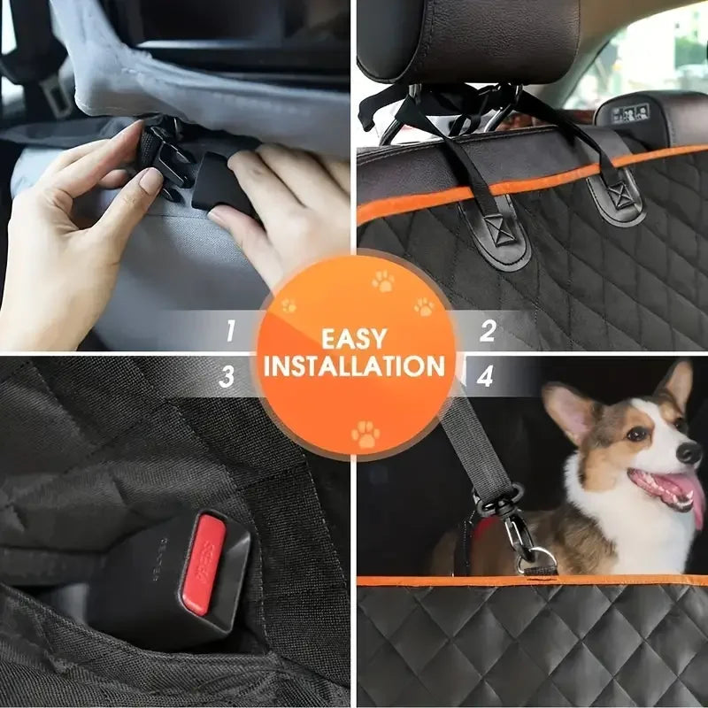 ArmorShield Waterproof Dog Car Hammock Seat Cover. Heavy Duty Pet Travel Protector