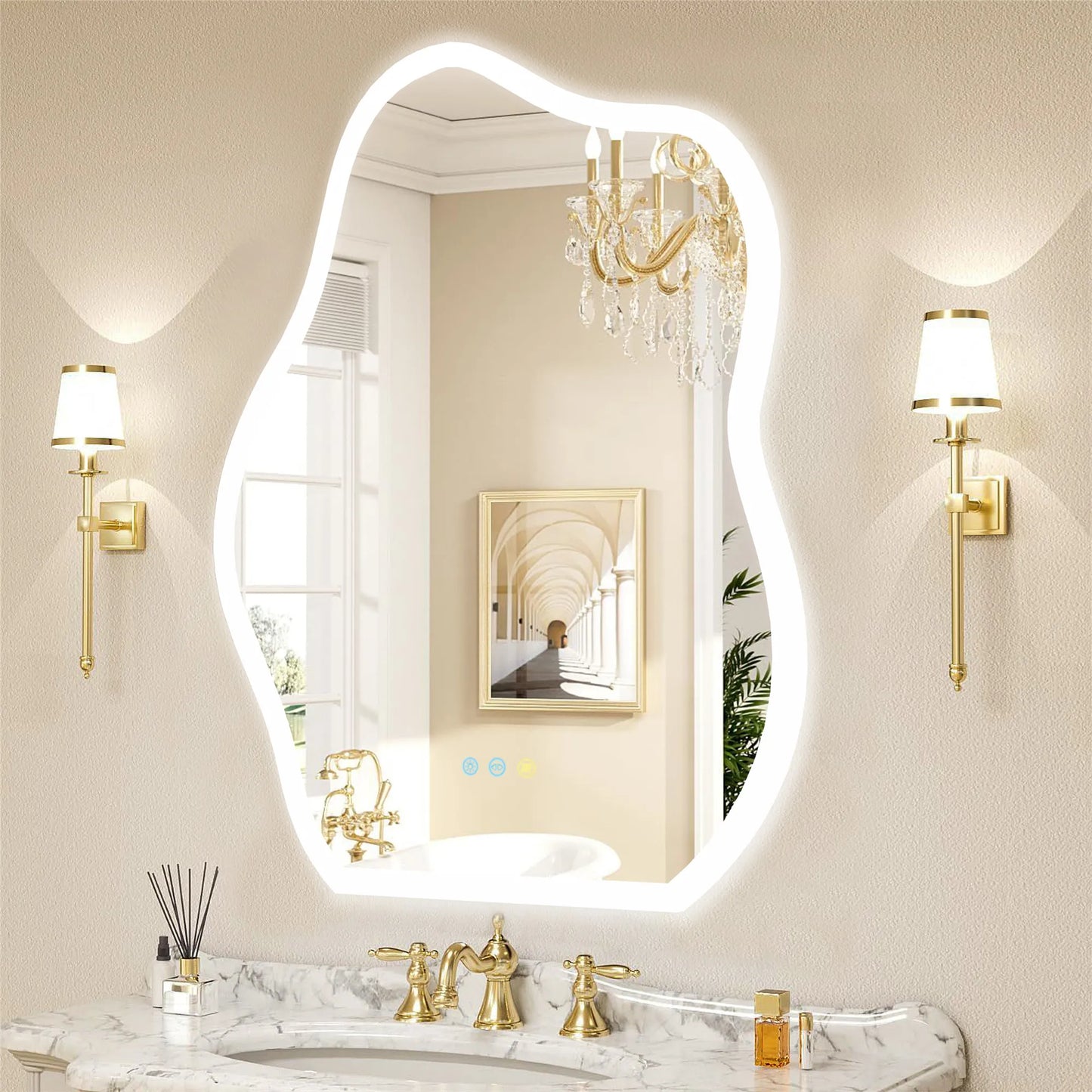 Cloud Shaped LED Bathroom Mirror with Lights - Anti-Fog, Dimmable 3 Color Temperatures (3000K-6000K), CRI90+ High Color