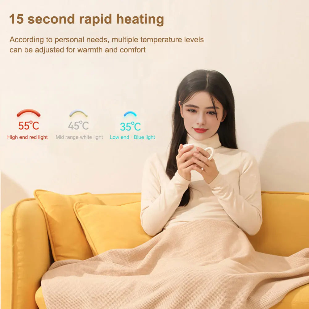 Wearable USB Electric Heated Blanket 3 Heating Levels Heating Electric Blanket Shawl with 5000mAh Power Bank Heated Shawl