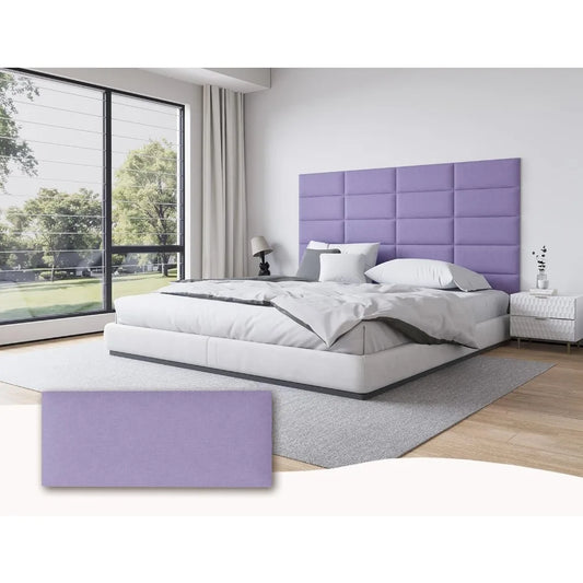 Fabric Black Upholstered Headboard Queen, 12PCS Peel and Stick Wall Panels for Adjustable Bed, Modern Bedroom Decor, 10"x24" Eac