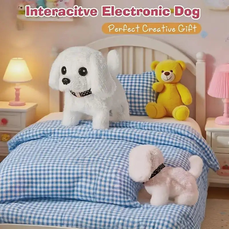 Electric Plush Simulation Dog Teddy Puppy,Walking Electronic Pet Toy, Interactive Robot Pet for Kids, Christmas Gift