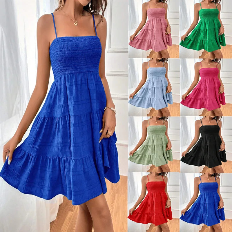Women’s Strapless Flowy Mini Dress | Casual Summer A-Line Beach Dress