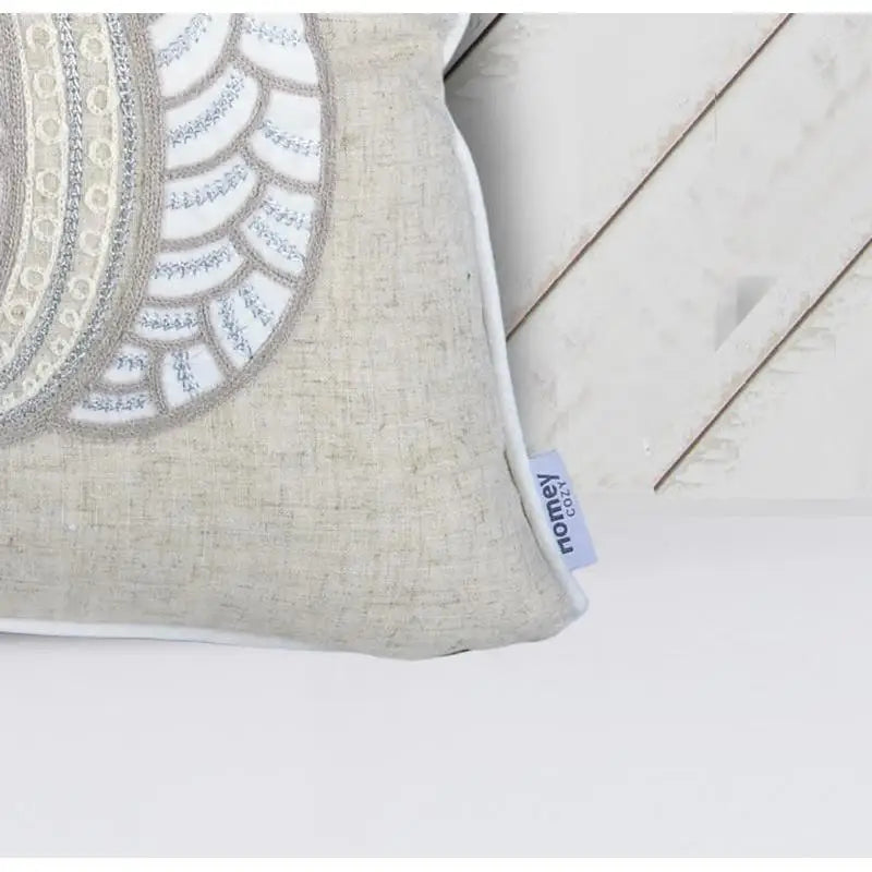 Elegant Lace Embroidered Pumpkin Throw Pillow Neutral Fall Farmhouse Accent Cushion