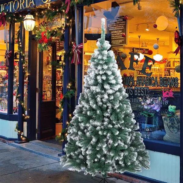 7FT Snow-Flocked Artificial Christmas Tree .870 Branches with Realistic Winter Holiday Design