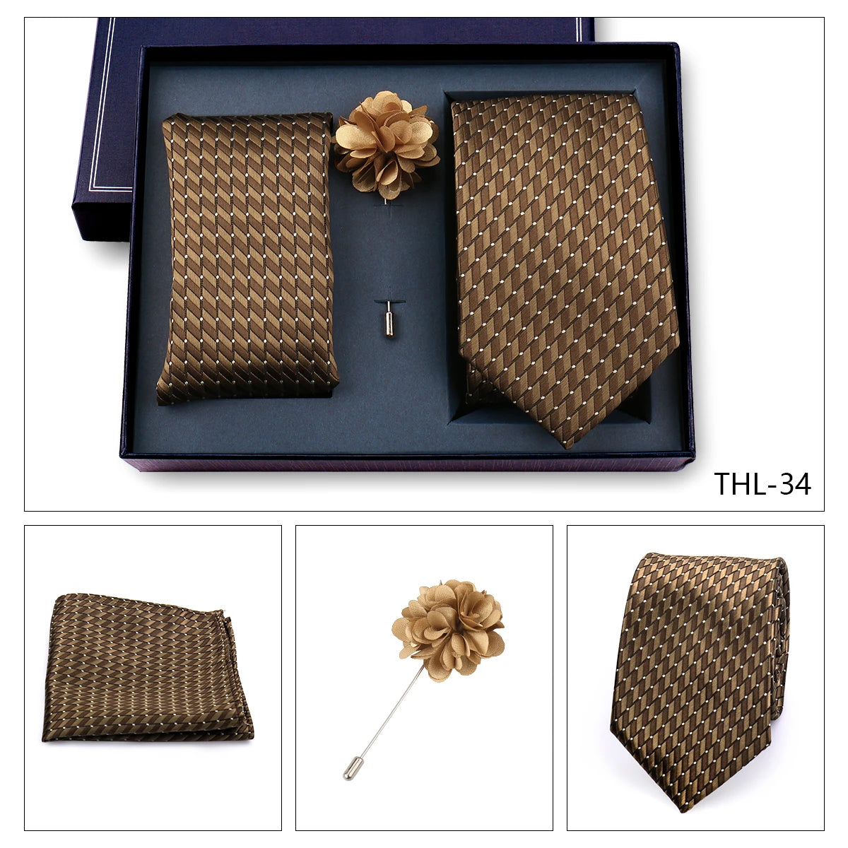 Luxury Men’s Paisley Necktie Gift Set. Silk Tie, Pocket Square, Cufflinks & Gift Box for Weddings & Business
