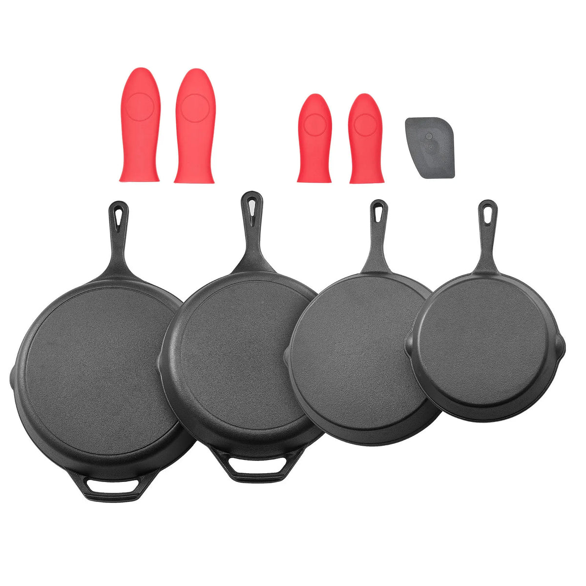 4-Piece Cast Iron Skillet Set | Heavy-Duty Frying Pan Collection