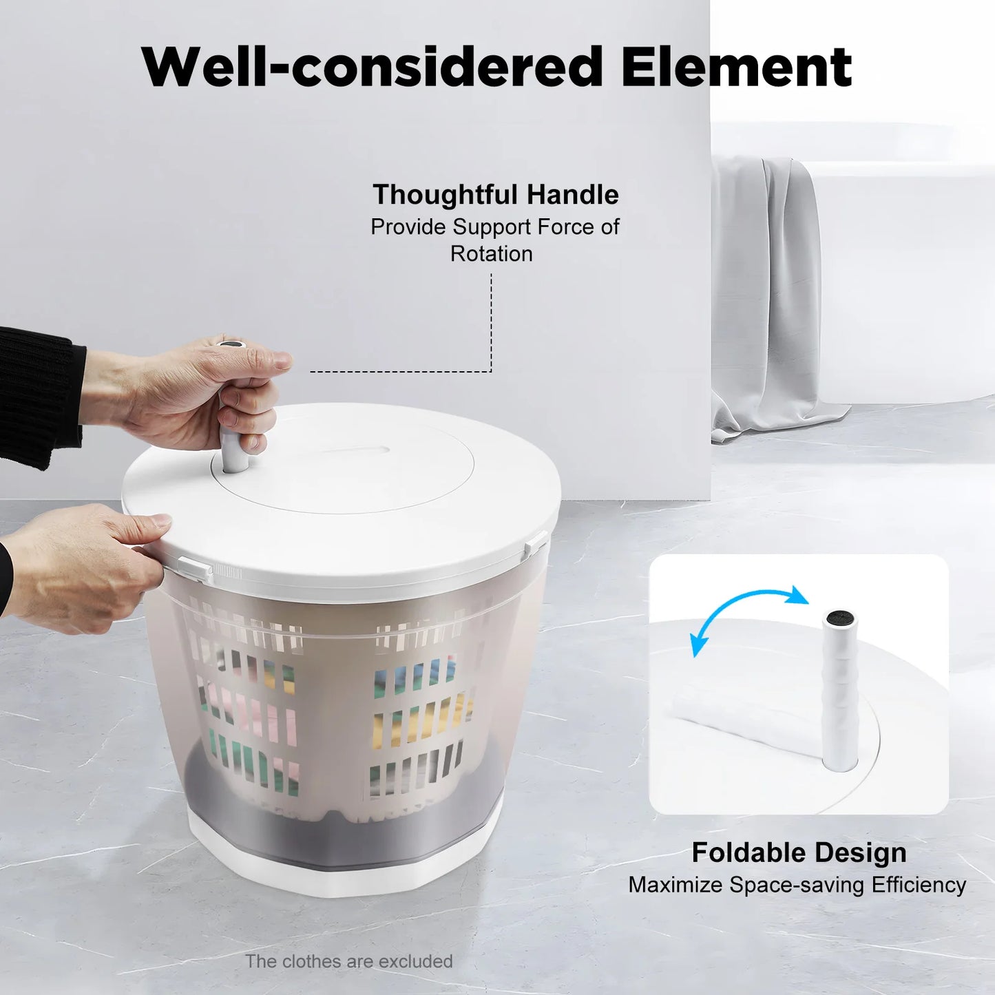 Non-Electric Manual Mini Washing Machine – Portable Hand-Crank Washer & Spin Dryer for Underwear, Socks & Baby Clothes