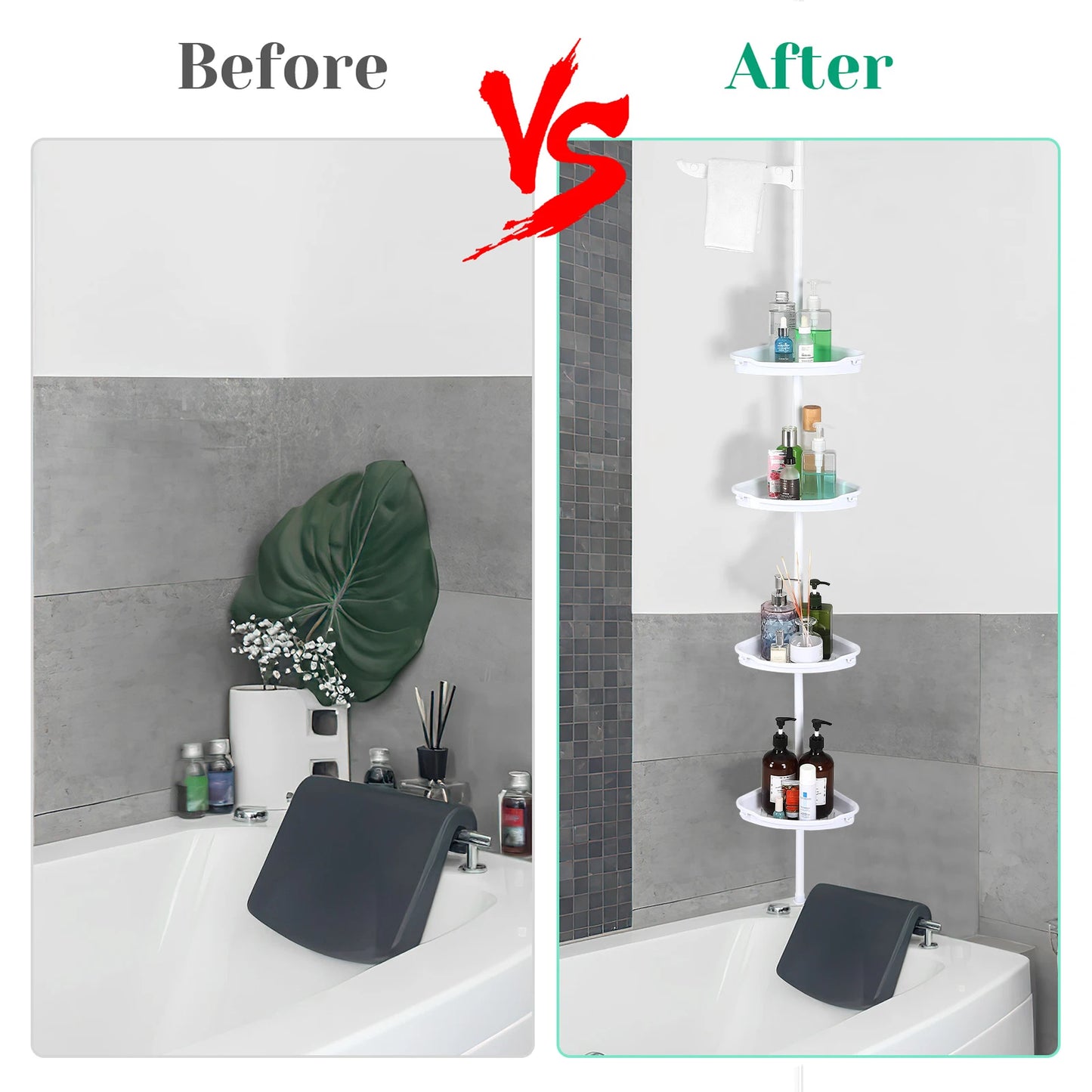 4 Layer Telescopic Corner Shower Storage Rack For Bathroom
