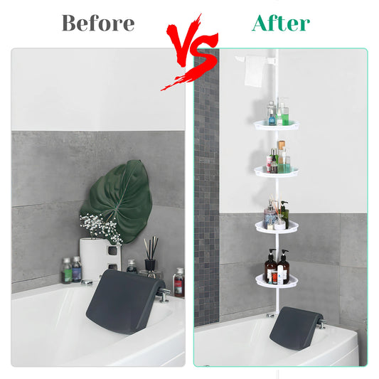 4 Layer Telescopic Corner Shower Storage Rack For Bathroom