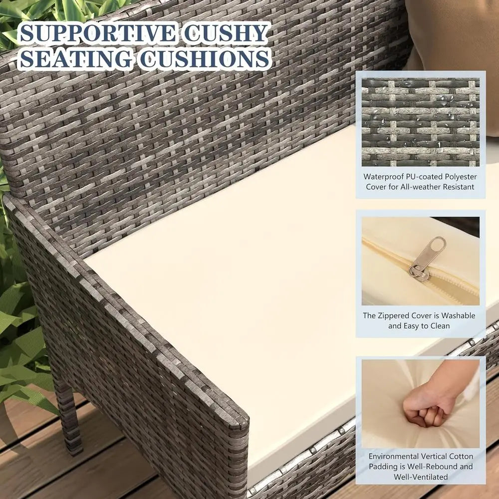 4 Piece Outdoor Wicker Patio Furniture Set