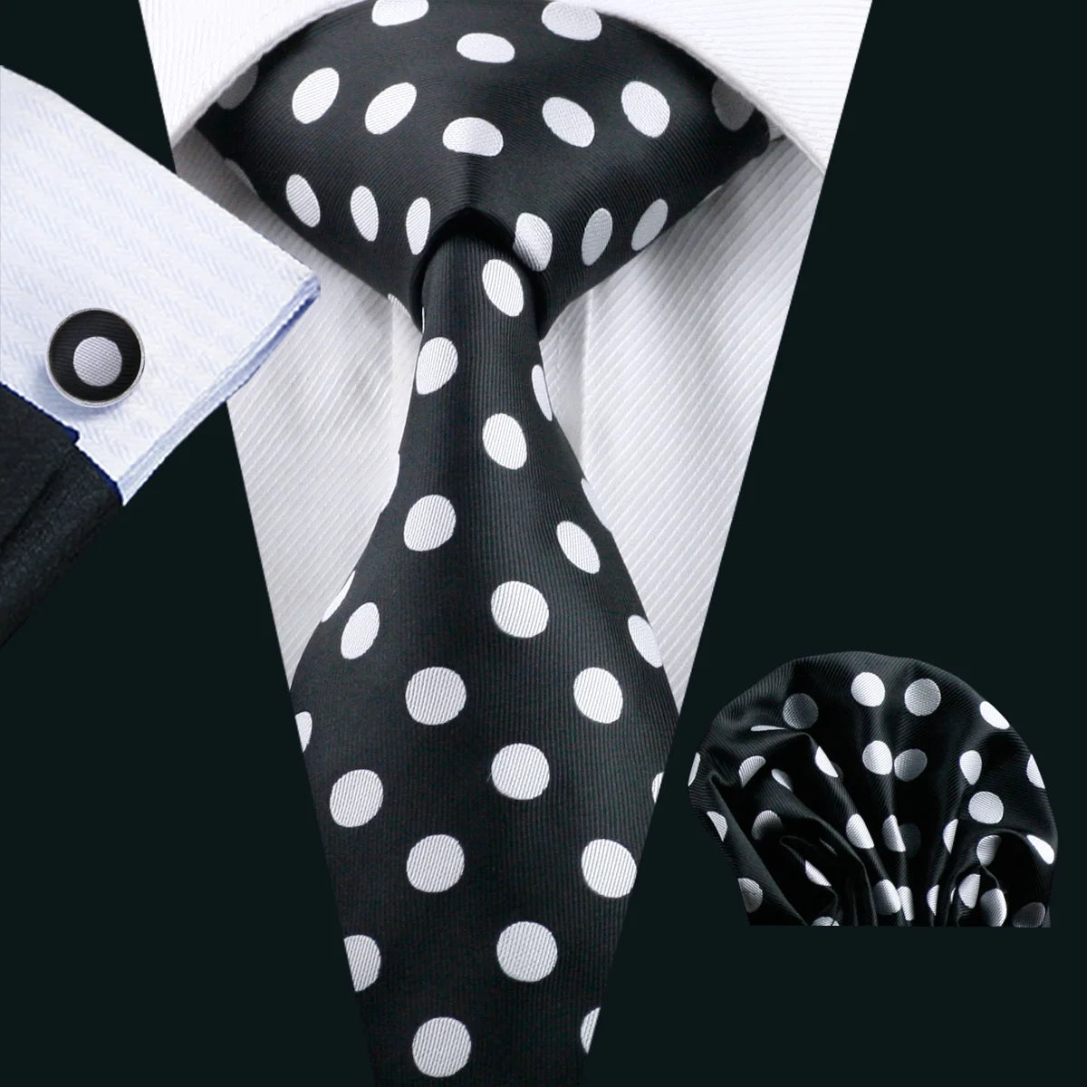 Luxury Men’s Silk Necktie Gift Set with Pocket Square, Cufflinks & Tie Clip