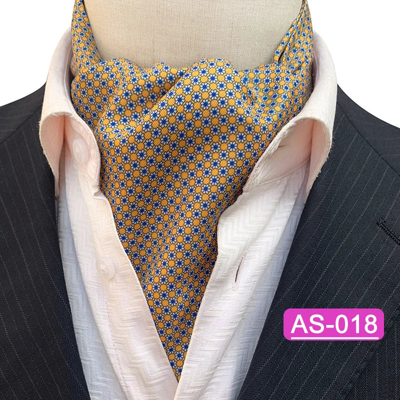 Luxury Men’s Ascot Tie & Pocket Square Set for Weddings, Business & Formal Wear