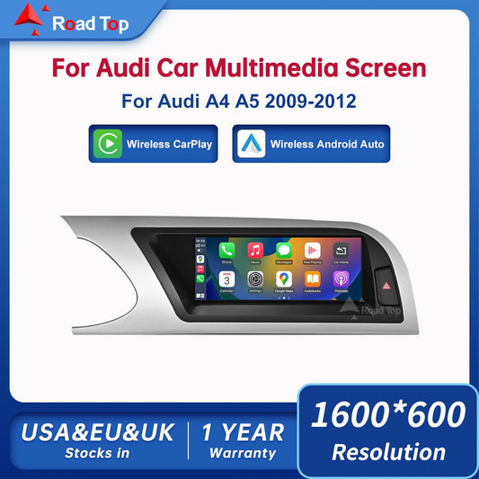 Road Top 8.9 Inch Touch Display Multimedia Player Andriod Auto Link For Audi A4 S4 B8 2009-2012 GPS Carplay Screen Car Play