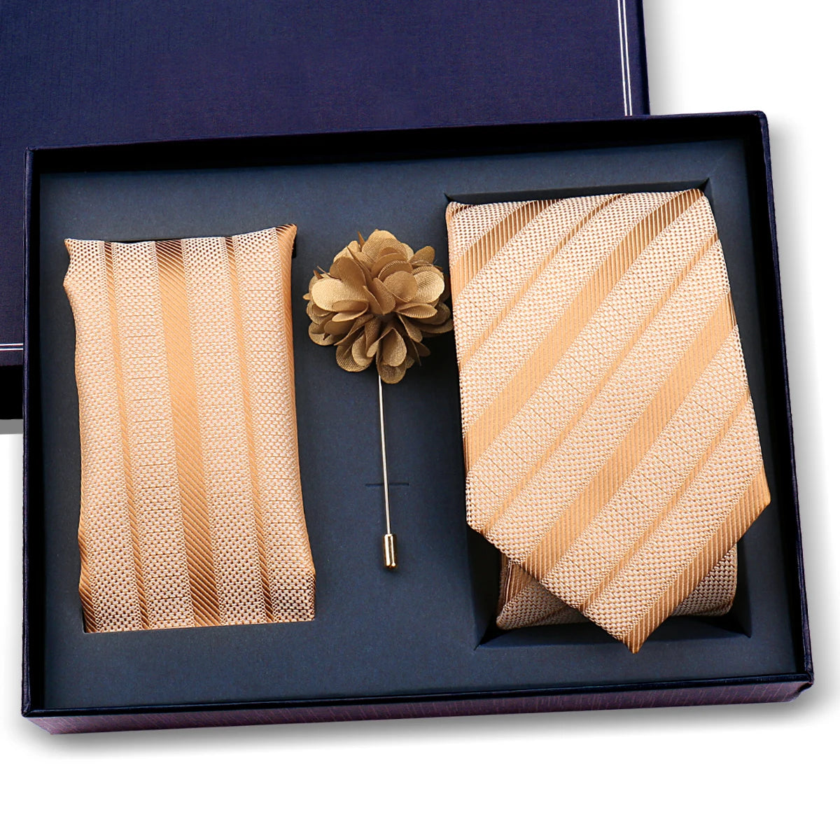 Luxury Men’s Paisley Necktie Gift Set. Silk Tie, Pocket Square, Cufflinks & Gift Box for Weddings & Business