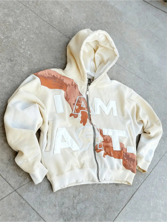 Y2K New Retro Casual Rock Letter Printed Hoodie Harajuku Hip-Hop High Street Oversized Zipper Hoodie Sweatshirt