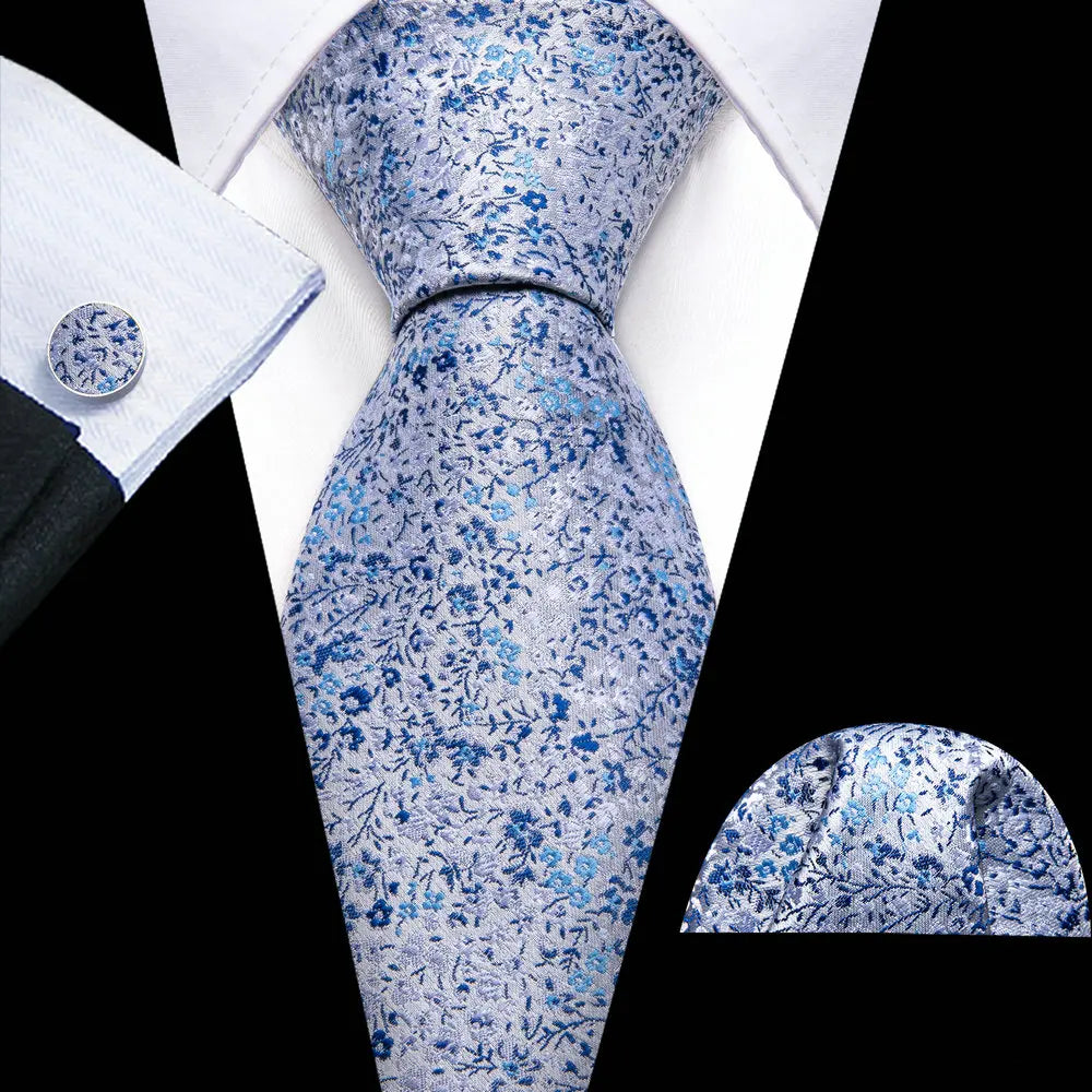 Luxury Designer Silk Tie Set for Men,  Necktie, Pocket Square & Cufflinks for Weddings, Business & Formal Events