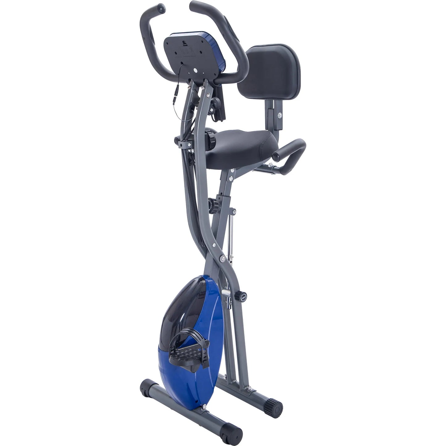 Metal Folding Exercise Bike Upright and Horizontal X Bike for Home Fitness with 10 Levels Adjustable Resistance Armband Backrest