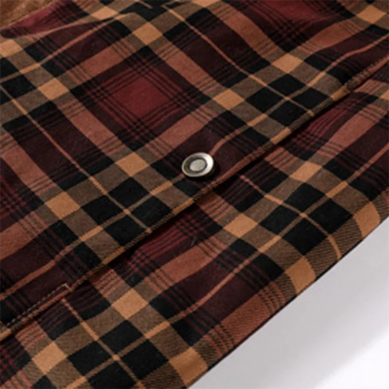 Men s Plaid Sherpa Lined Shirt Jacket Lapel Neck Long Sleeve Button Down Winter Coat Warm Outwear with Pockets
