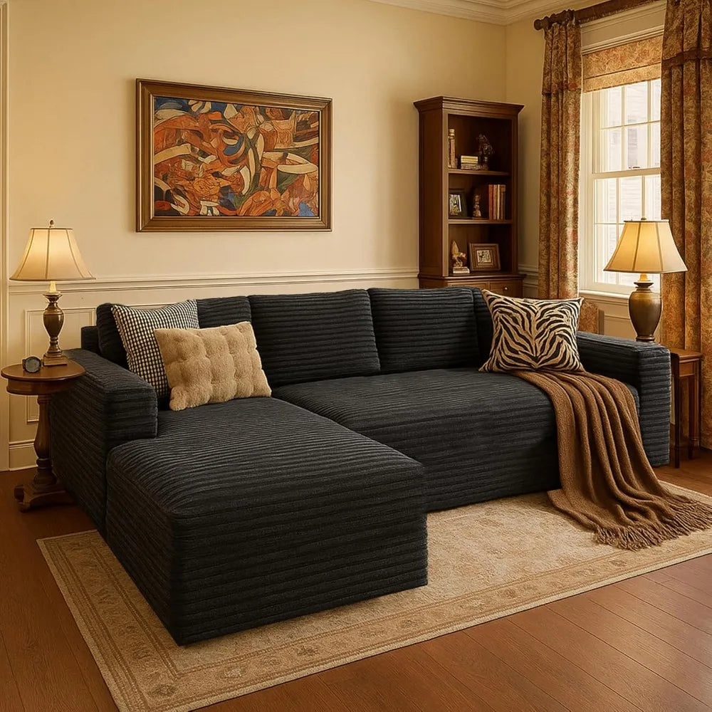 Cloud Sectional Couch with L-Shape Chaise Modern Modular Sofa with Deep Seat Modern Comfy Furniture Bedroom Lounge Dorm Office