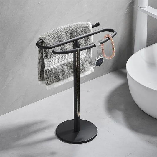 Metal Countertop Hand Towel Holder Double Sided Stand for Bathroom  and Vanity Hand Towels and Small Guest Towels Counter