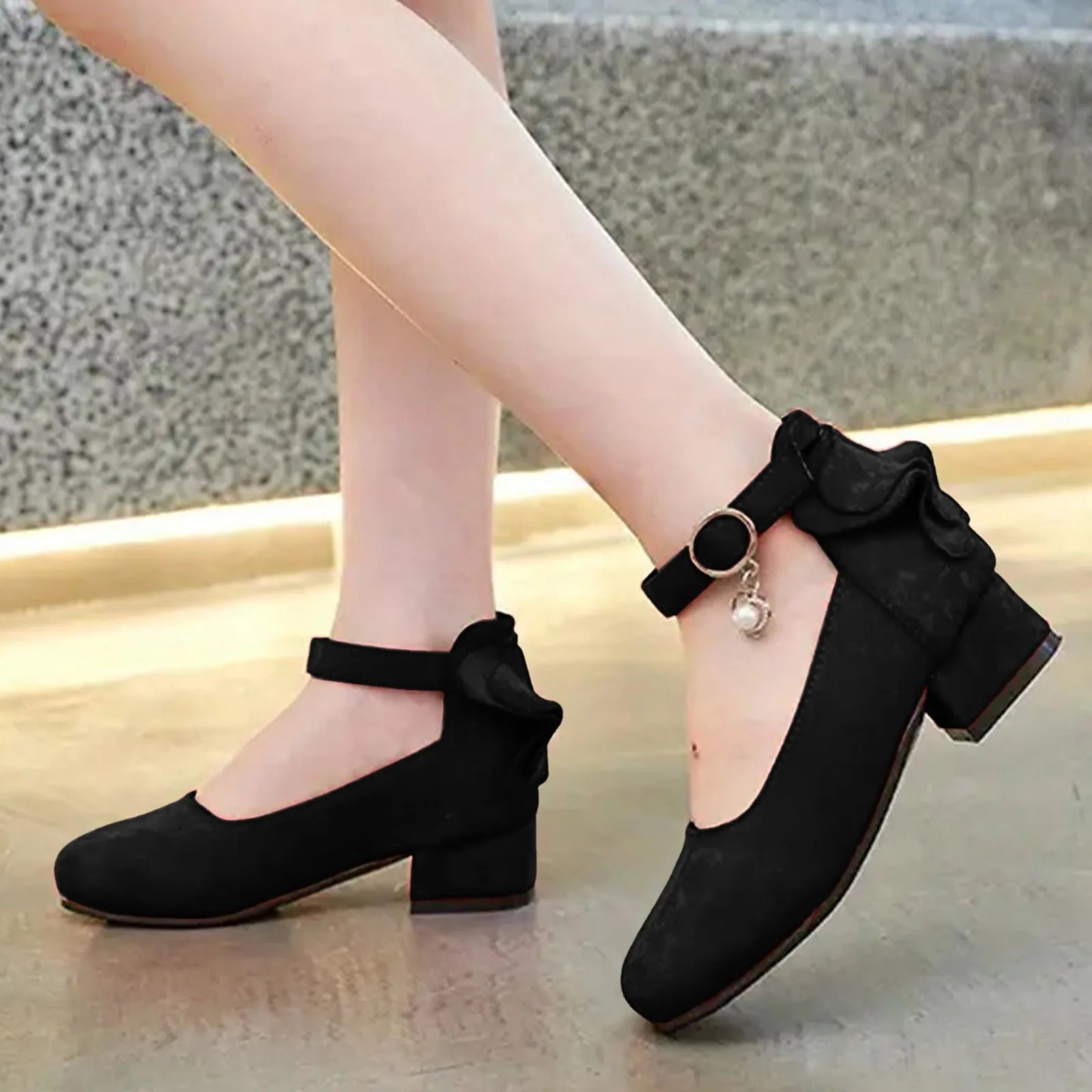 Kids High Heeled Shoes Girls Princess Sandals For Party Wedding Dance Childrens Fashion Velvet Solid Leather Shoes 2025 Spring