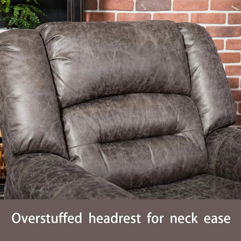 Electric Recliner Chair W/Breathable Bonded Leather, Classic Single Sofa Home Theater Recliner Seating W/USB Port (Smoky Gray)
