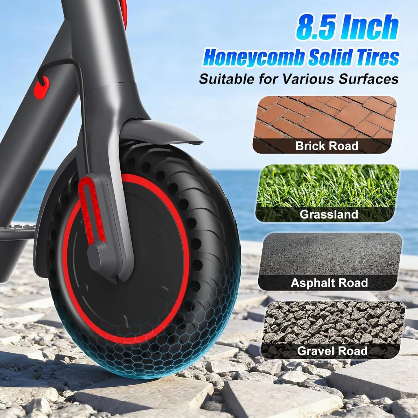 350W Folding Electric Scooter for Adults. Portable Commuter E-Scooter with 36V Battery & 8.5” Solid Tire