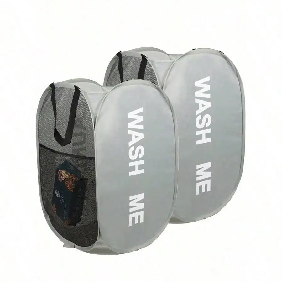 Foldable Mesh Laundry Hamper with Handles. Pop-Up Dirty Clothes Storage Basket