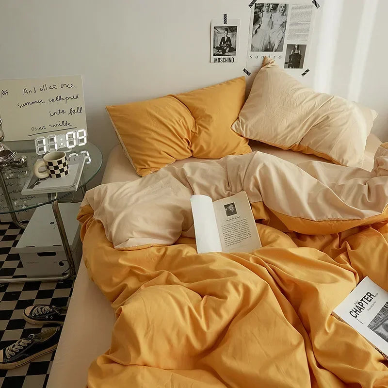 Soft Solid Color Duvet Cover Set. Modern Cozy Bedding