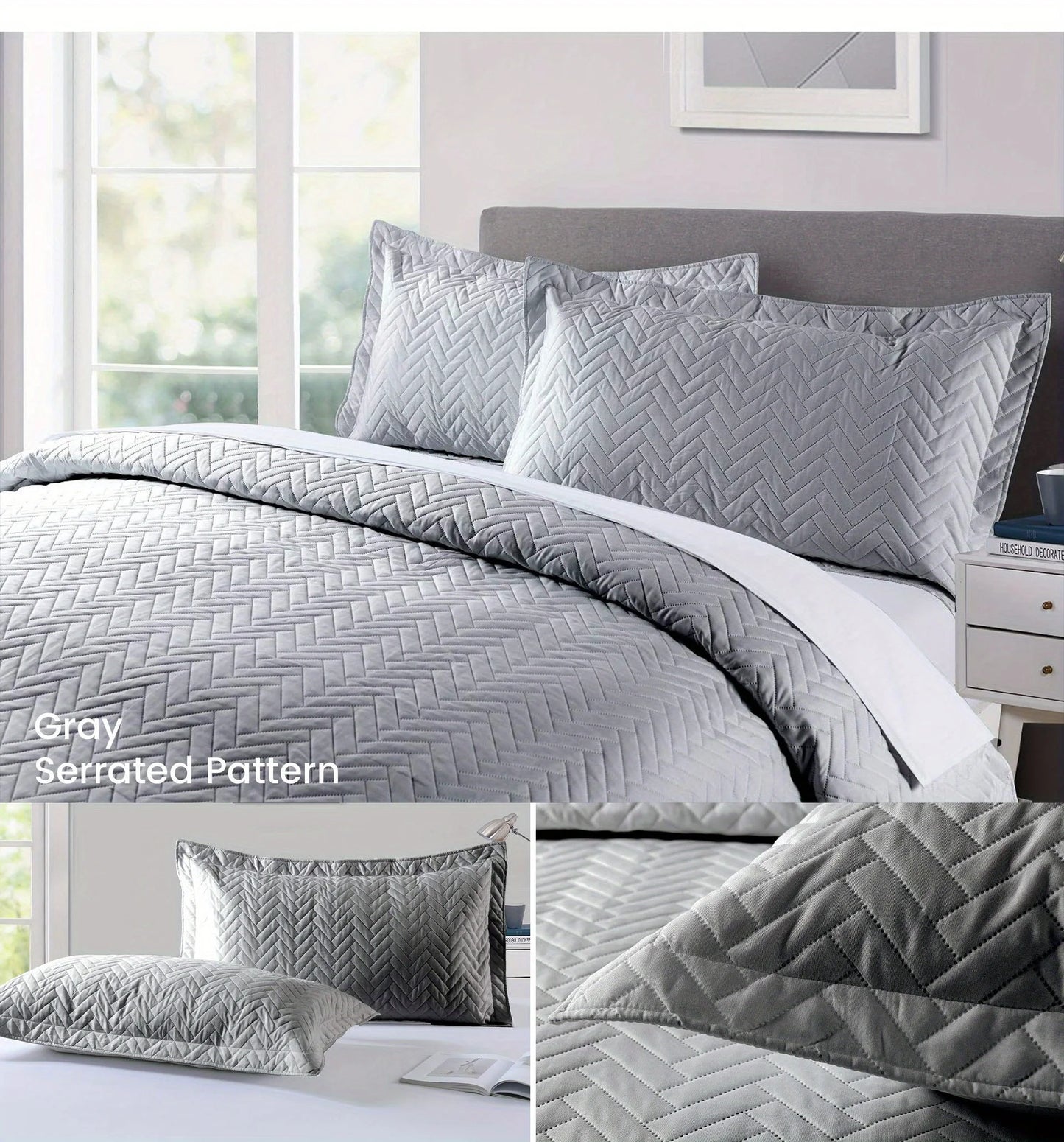 Lightweight Solid Color 2/3-Piece Quilted Bedding Set