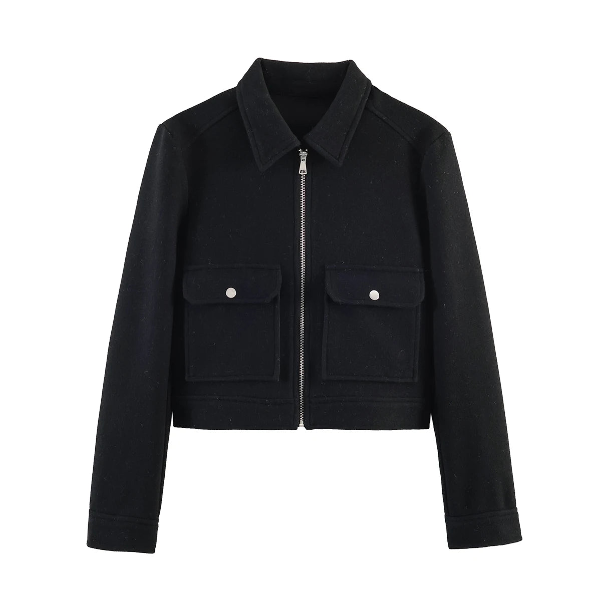 Women's Corduroy Zip-Up Jacket – Casual Long Sleeve Winter Coat with Stand Collar
