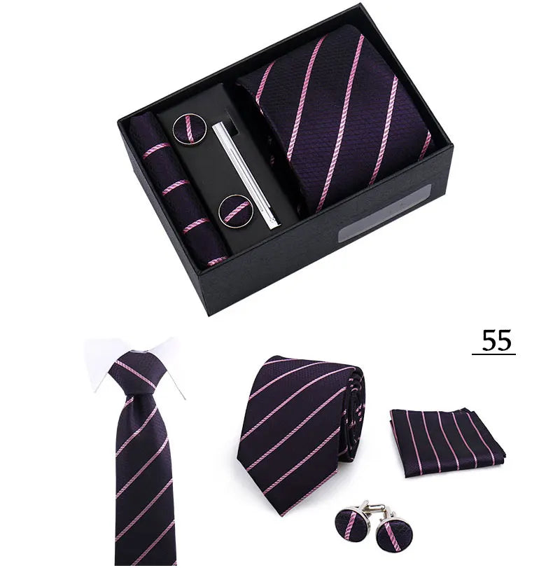 Tie Men With Box Top Quality Business Ties Hanky Cufflink Set Clips Green Necktie Corbatas For Men Wedding In Gift Box Gravatas