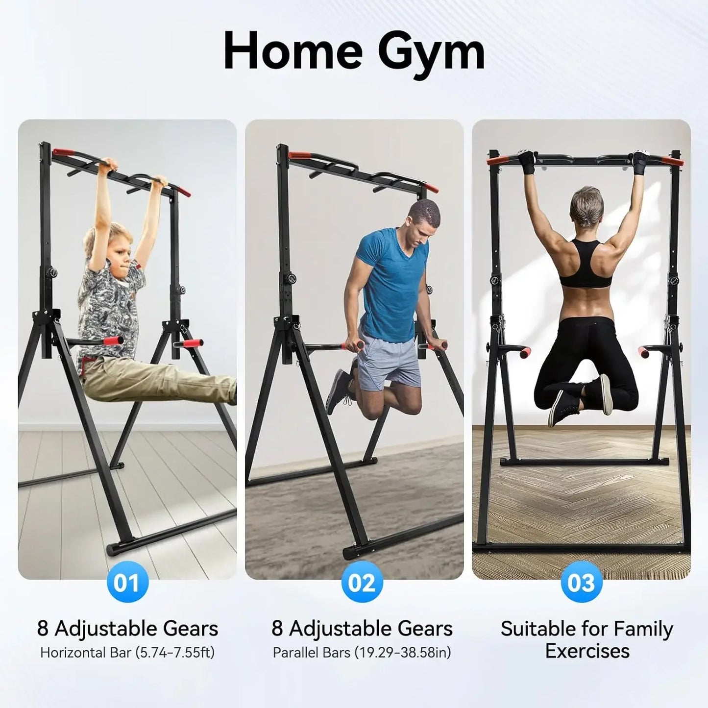 Adjustable Power Tower Pull Up Bar & Dip Station Home Gym Strength Training Station