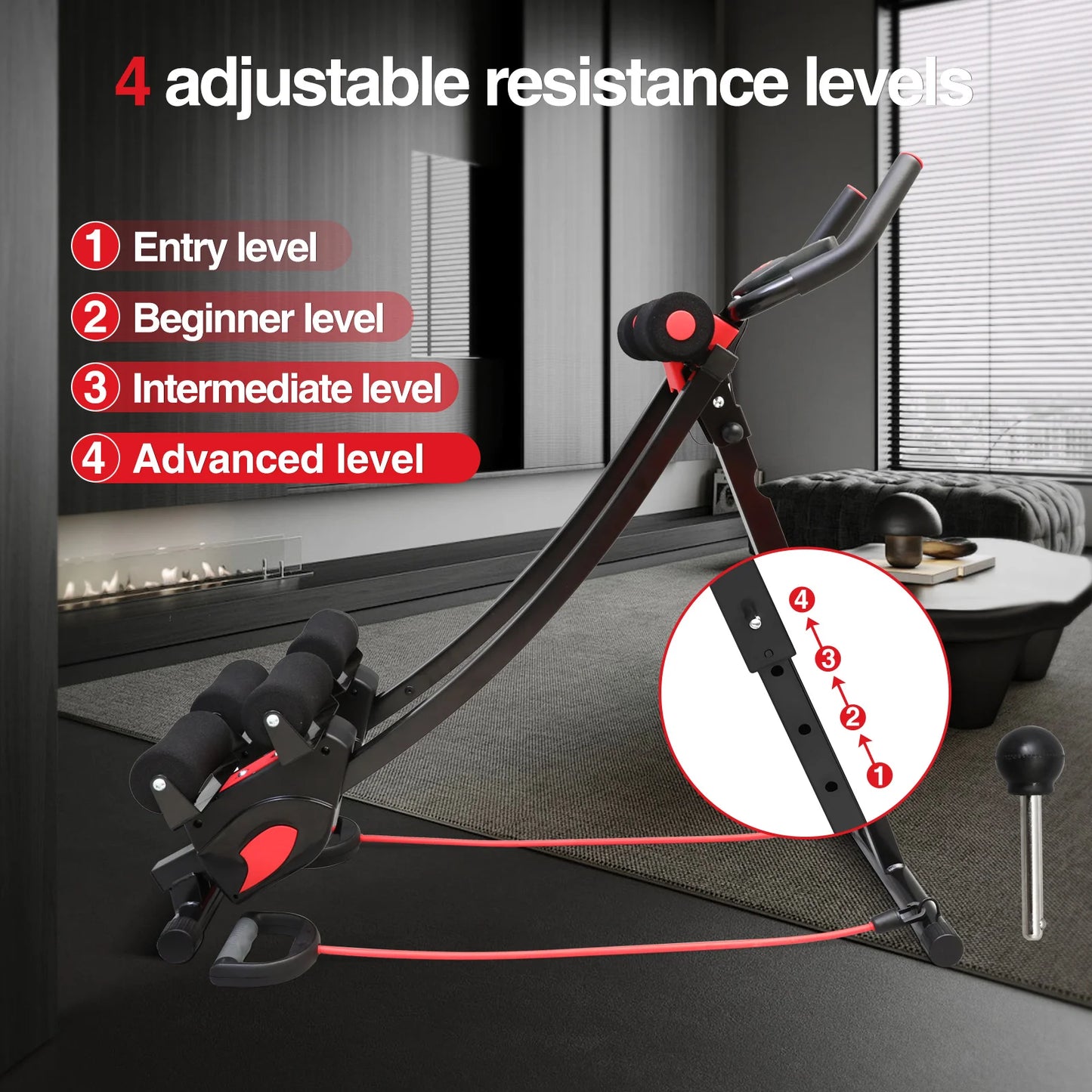 Foldable Abdominal Trainer Machine . Adjustable Core Workout Equipment with 440 lb Capacity
