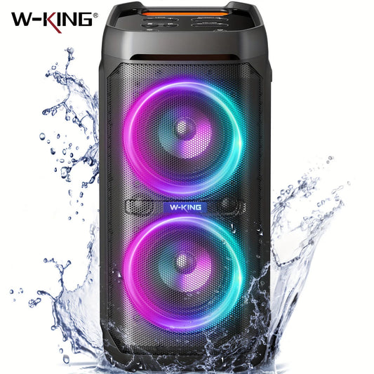 W-KING T11 100W RMS Bluetooth Party Speaker – IPX6 Waterproof Wireless Speaker with Deep Bass, RGB Lights & Long Battery Life  Description