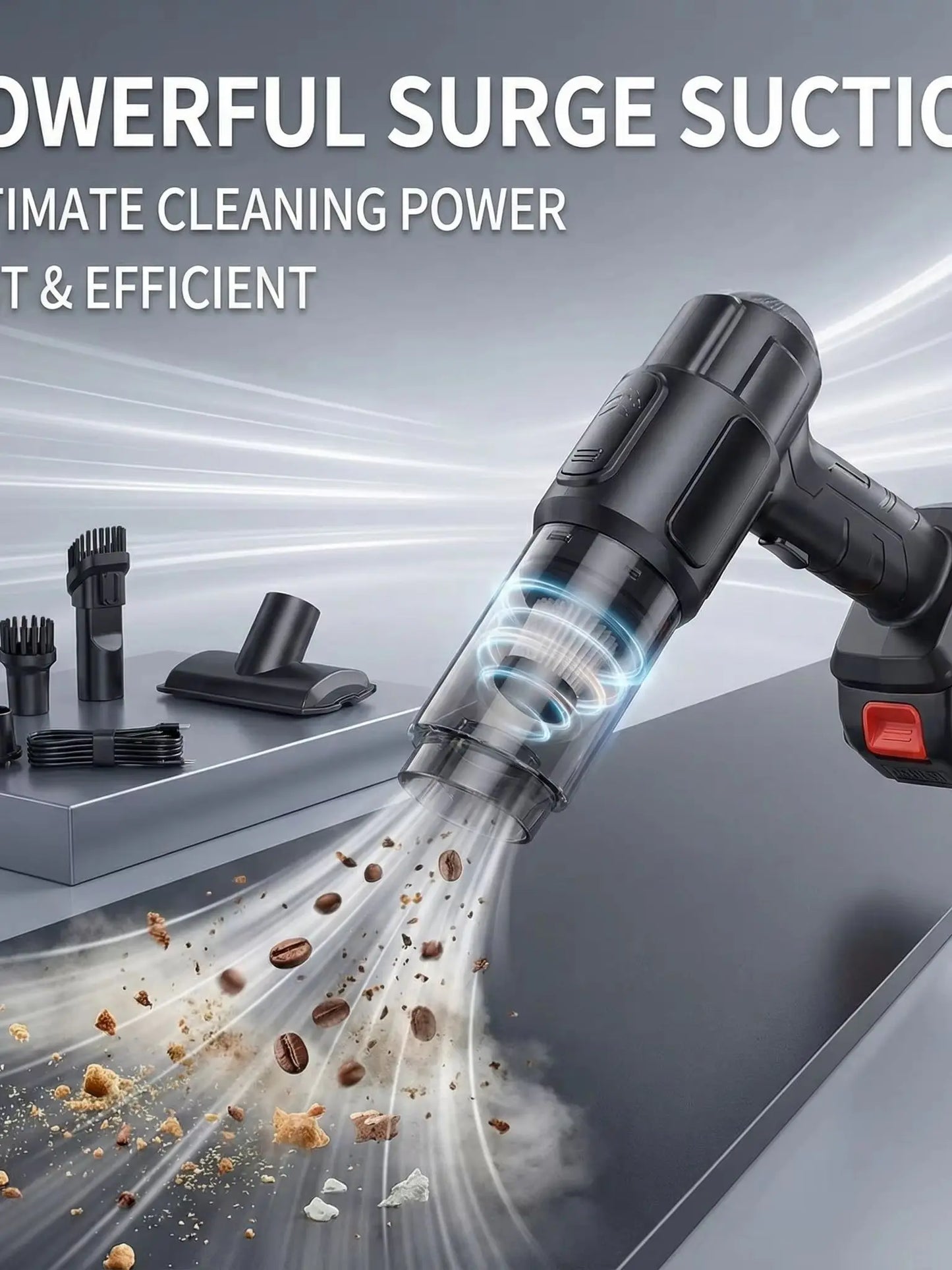 Premium Cordless Handheld Car Vacuum Cleaner | Rechargeable Brushless Motor Vacuum with Dual Batteries & Multi-Surface Cleaning Attachments