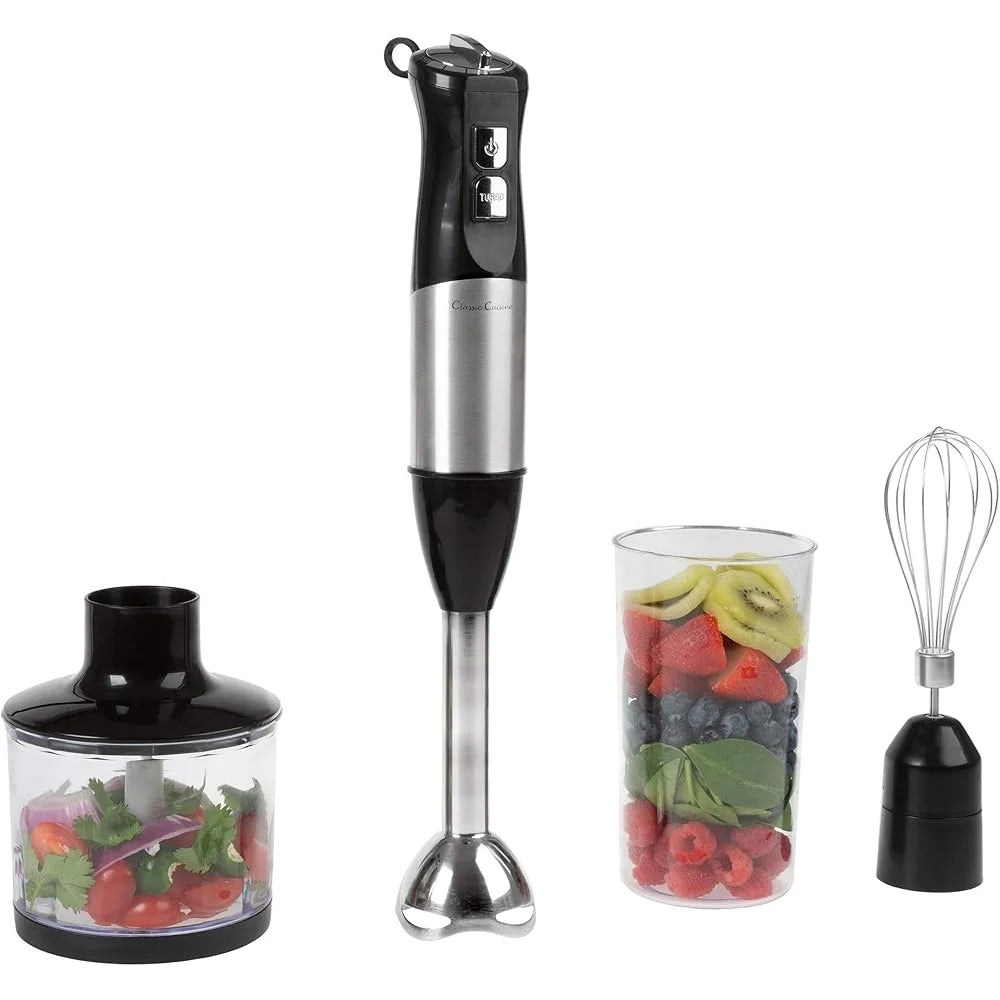 4 In 1 Immersion Blender Set 6 Speed Hand Mixer Whisk Food Processor 32oz Beaker Ideal For Soups Milkshakes Salsa